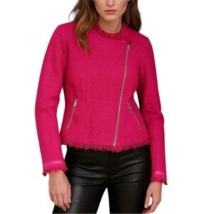 J. CREW Tweed Motorcycle Jacket with Fringe E9927
